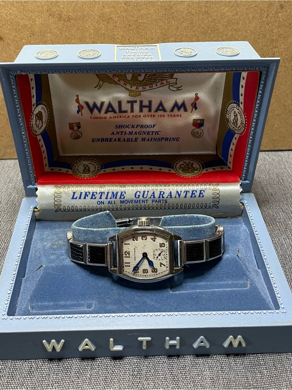 Waltham 15 Jewels Vintage Watch In Original Box, Waterproof & Shockproof